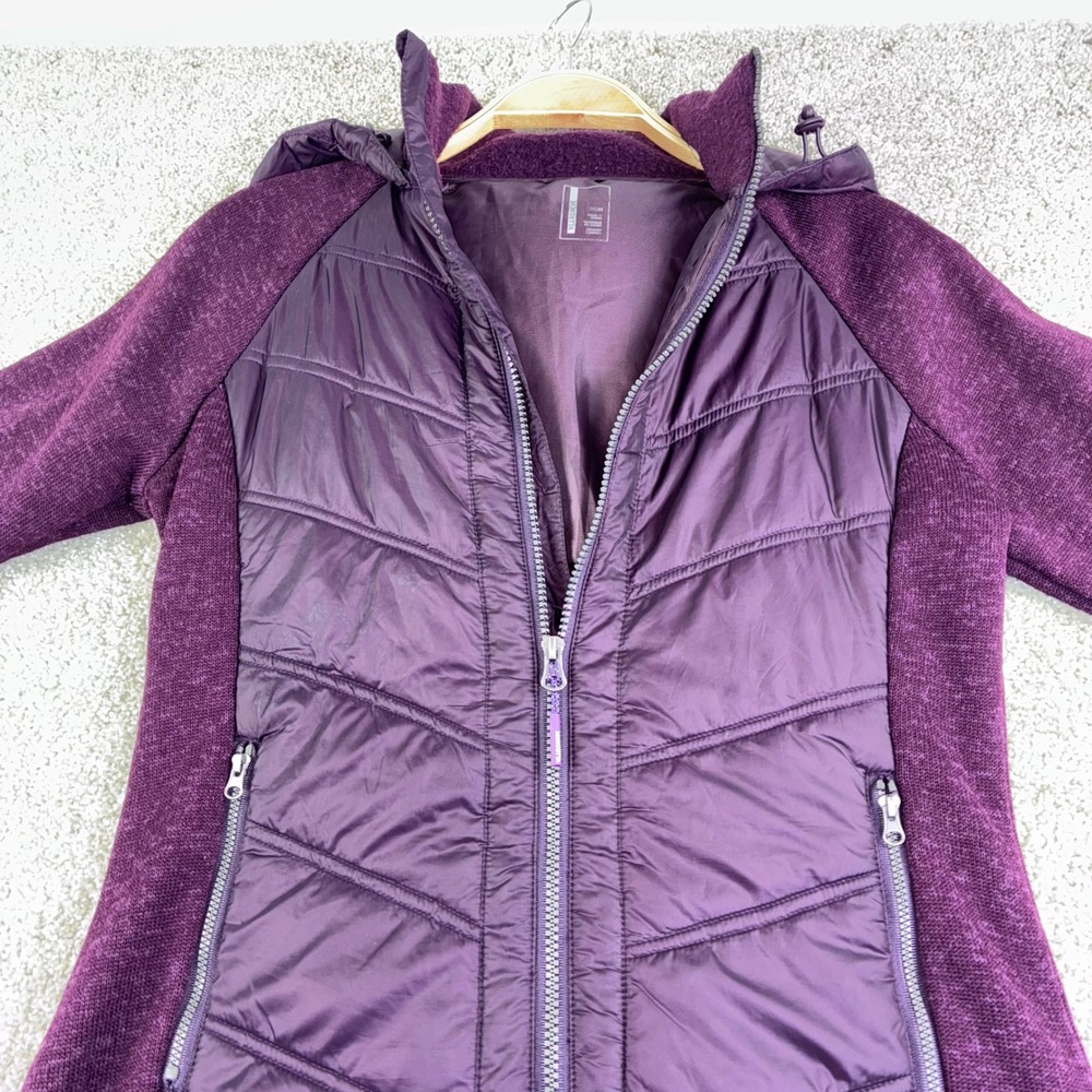 Mondetta‎ Womens M Purple Quilted Fleece Lined Full Zip Hooded Jacket Athletic